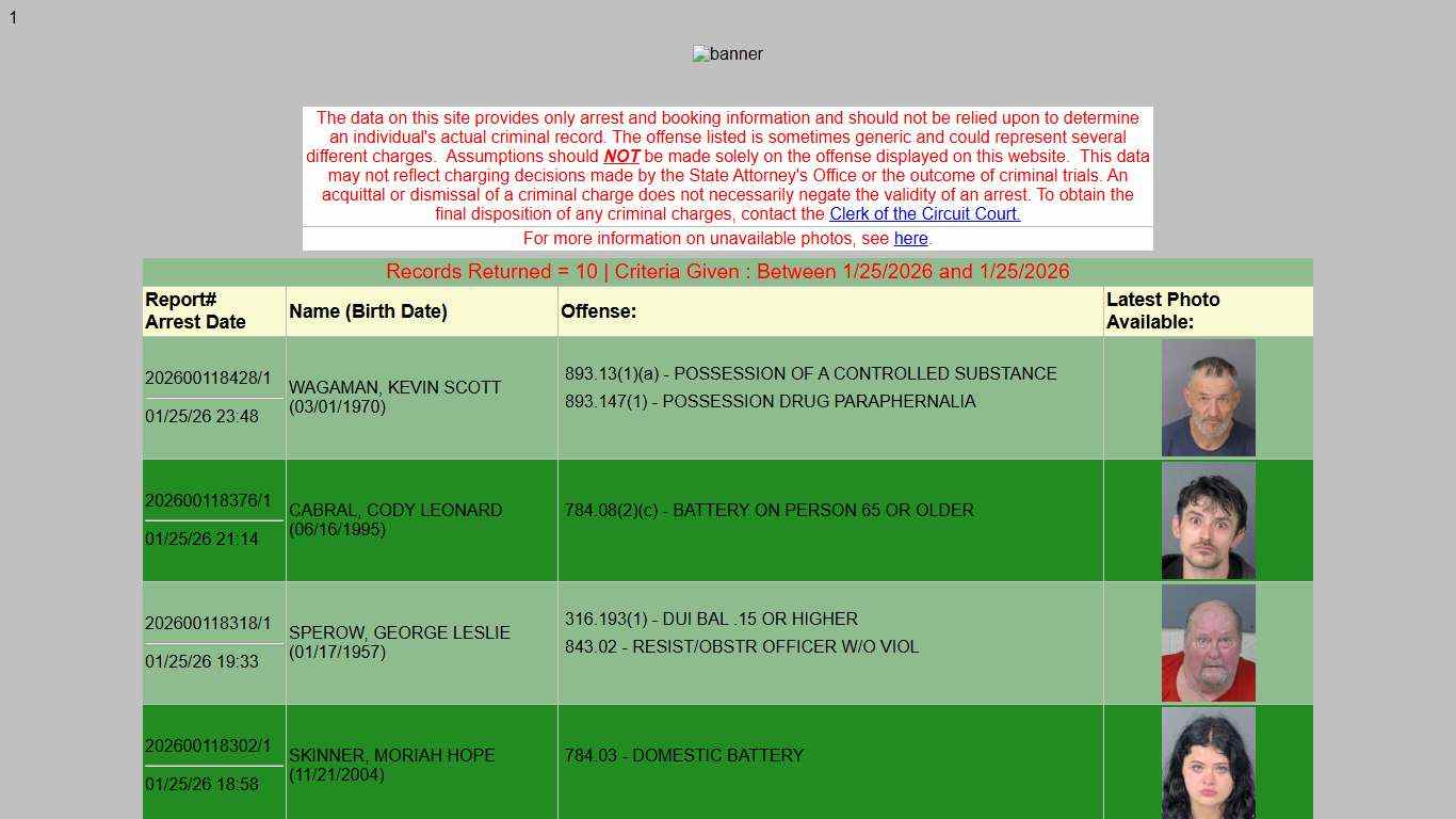 HCSO Arrests Public Records Results